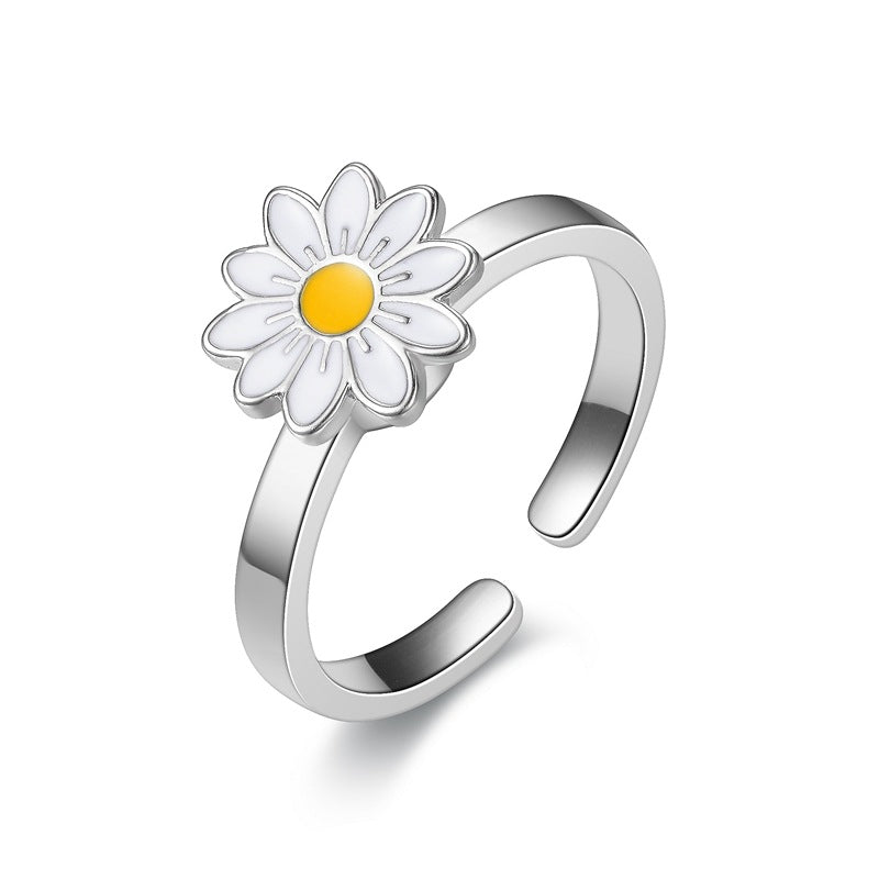 Elegant Spin: Floral & Eye Design Anxiety Relief Ring for Women