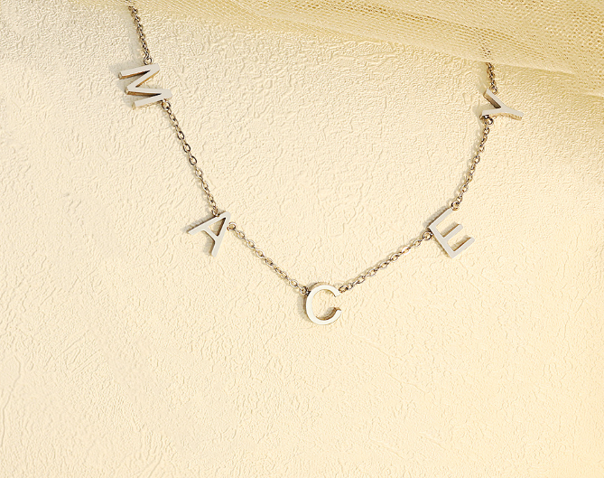 Signature Stainless Steel: Elegant Personalized Letter Name Necklace