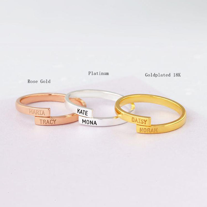 Elegant duo: minimalistische 18k vergulde dubbele naamring