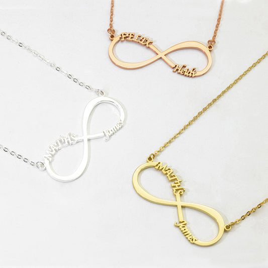 Everlasting Bond: Infinity-ketting met dubbele naam in sterling zilver