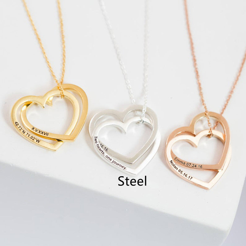 Cherished Embrace: Personalized Heart Name Necklace in Stainless Steel