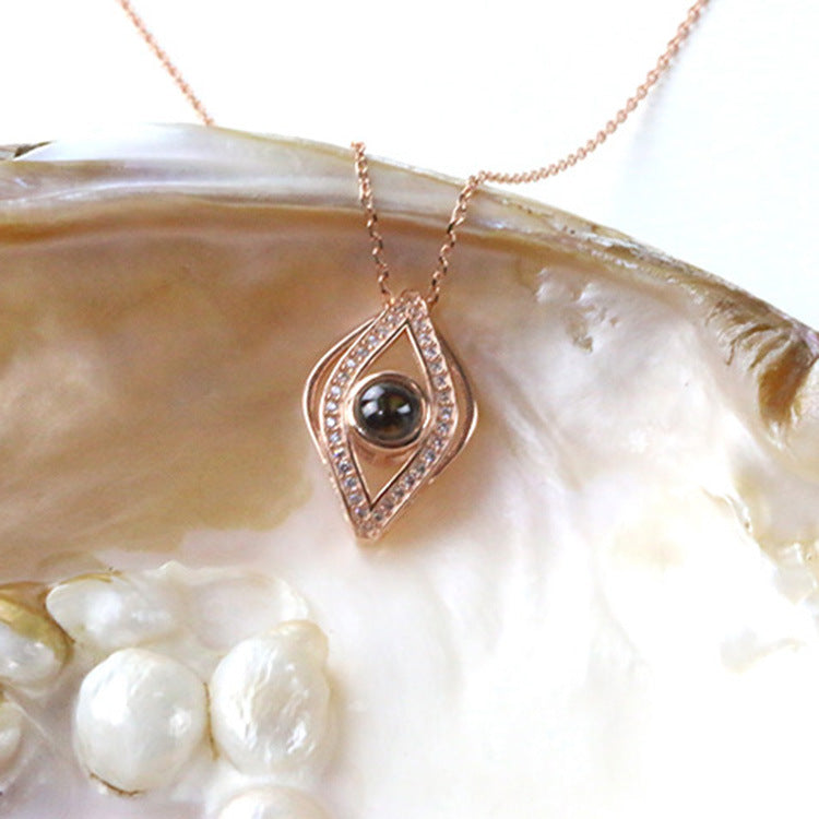 Lustrous Gaze: S925 Sterling Silver Diamond Eye Pendant with Bespoke Image Projection