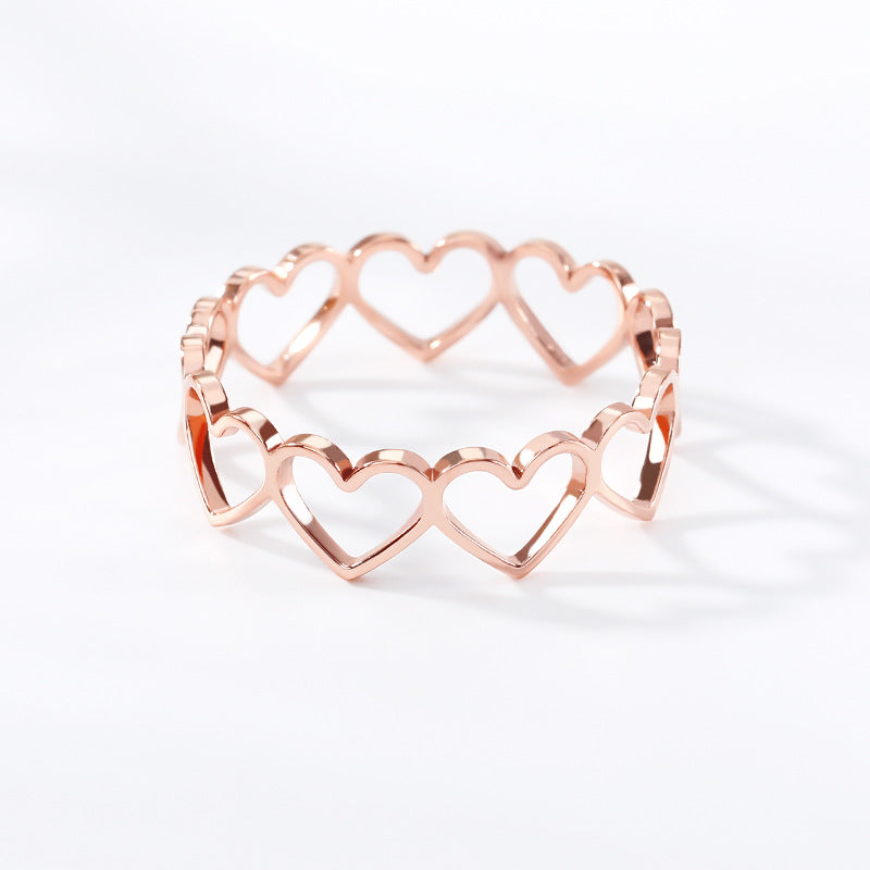 Sleek Silhouette: Stainless Steel Hollowed-Out Ring | Heart Shaped Ring