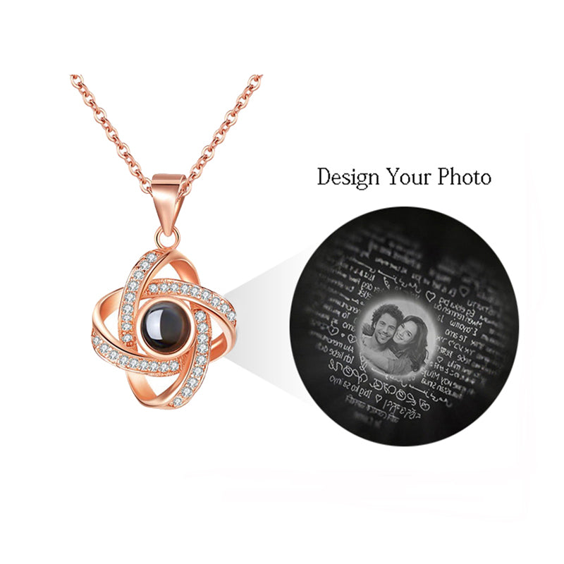 Custom Photo Projection Necklace: Hidden Love Message - Personalized Jewelry Gift for Women