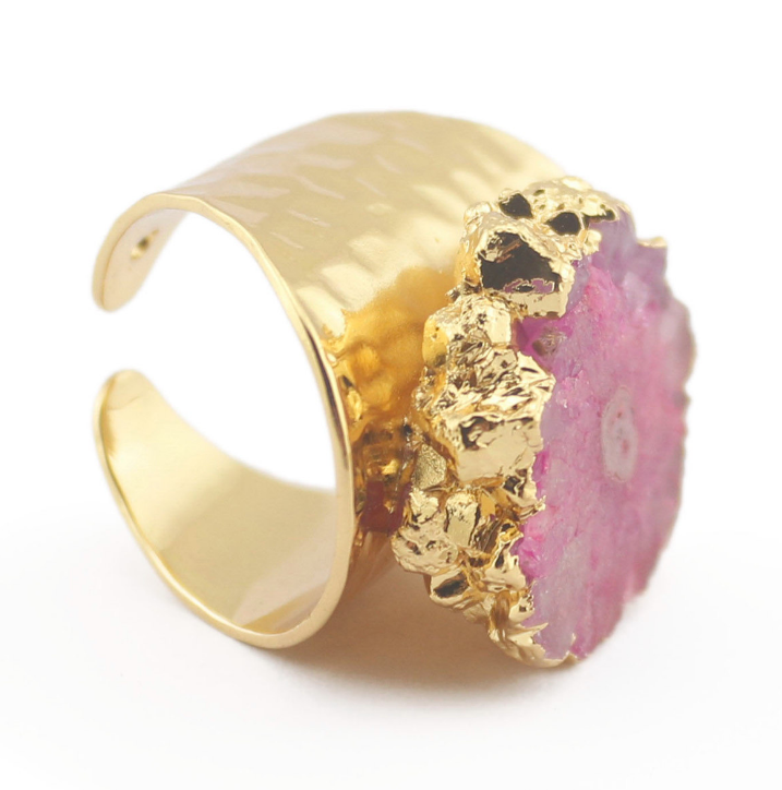 Yauvana Elegance: Adjustable Druzy Stone Ring for Timeless Charm