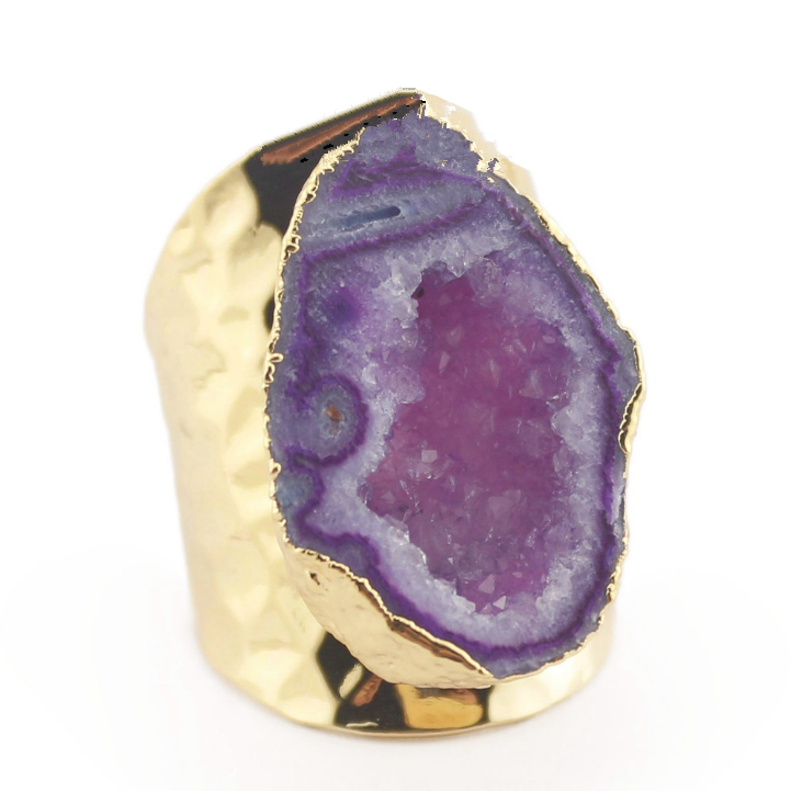 Yauvana Elegance: Adjustable Druzy Stone Ring for Timeless Charm