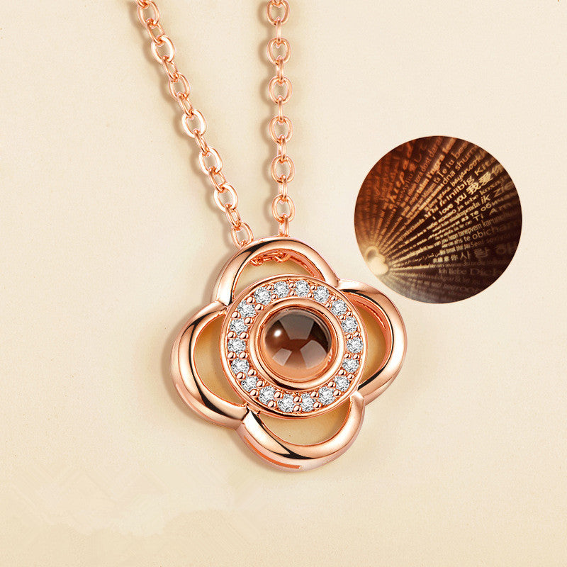 Whispered Desires: Elegant Projection Necklace with 100 Sensual Love Declarations