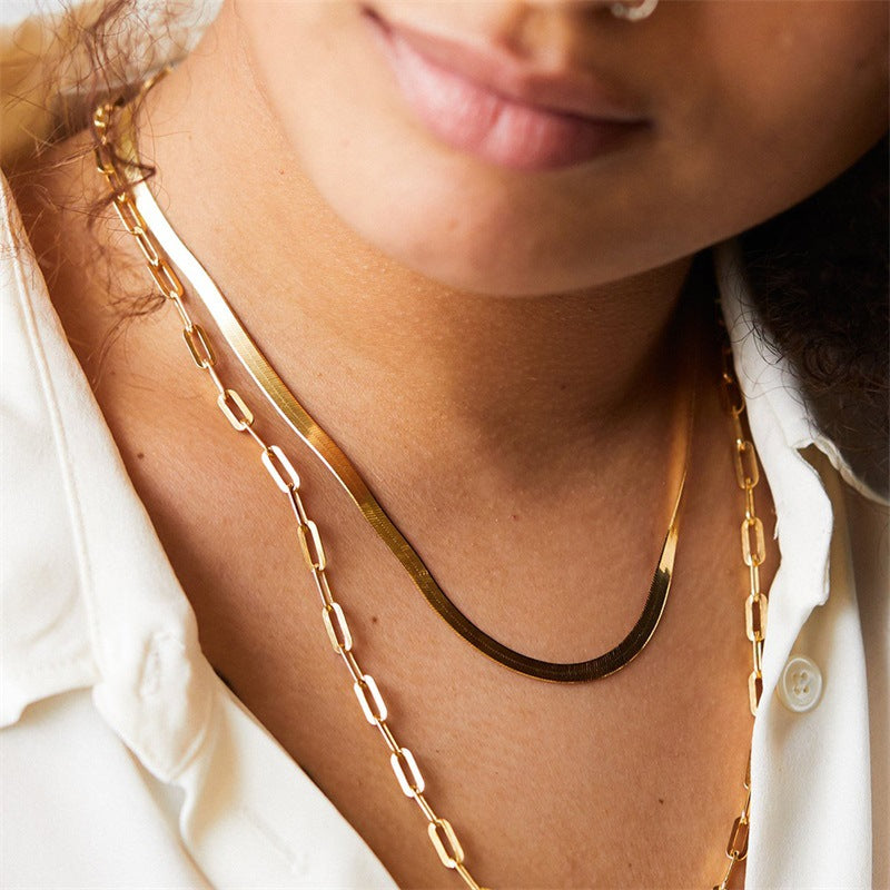 Sleek Duo: Stainless Steel Double-Layered Necklace | Double Chain Necklace | Duo Necklace