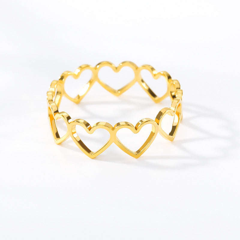 Sleek Silhouette: Stainless Steel Hollowed-Out Ring | Heart Shaped Ring