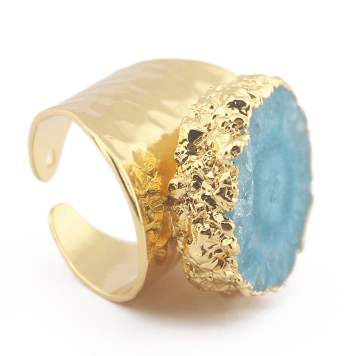 Yauvana Elegance: Adjustable Druzy Stone Ring for Timeless Charm