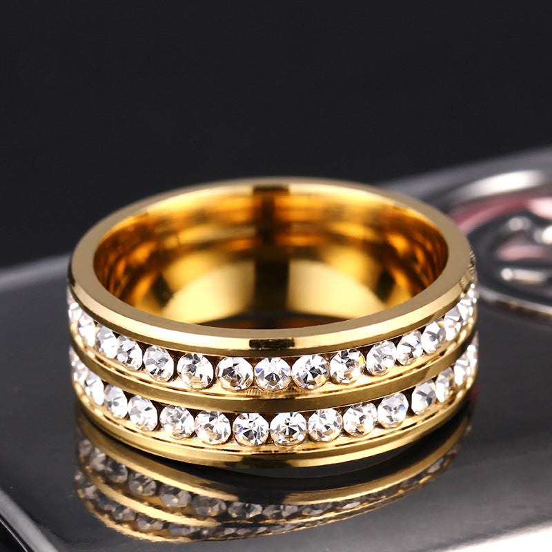 Dazzling Duo: Water Resistant Double-Row Diamond Ring