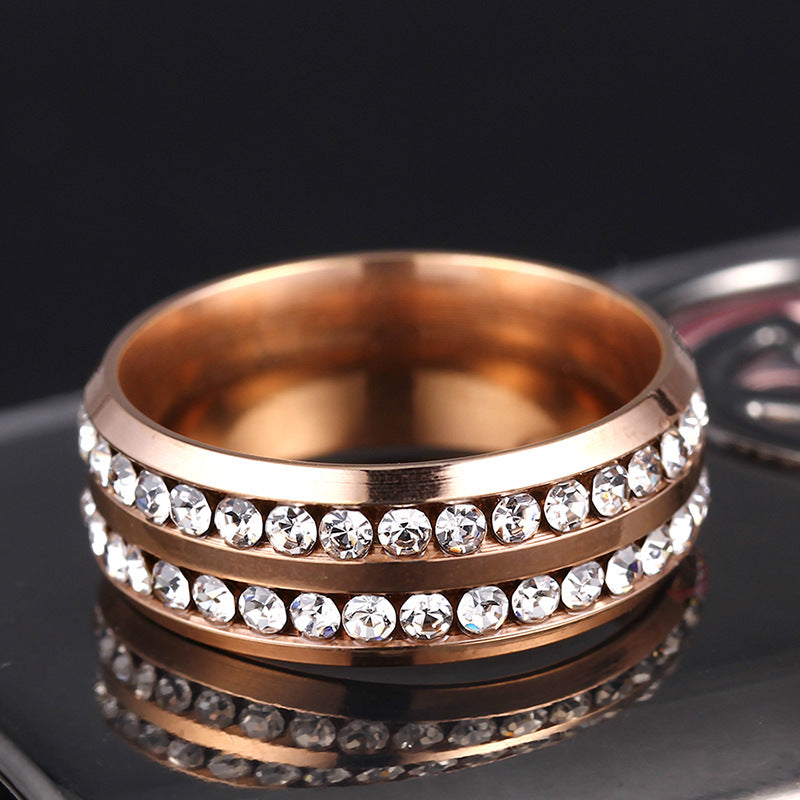 Dazzling Duo: Water Resistant Double-Row Diamond Ring