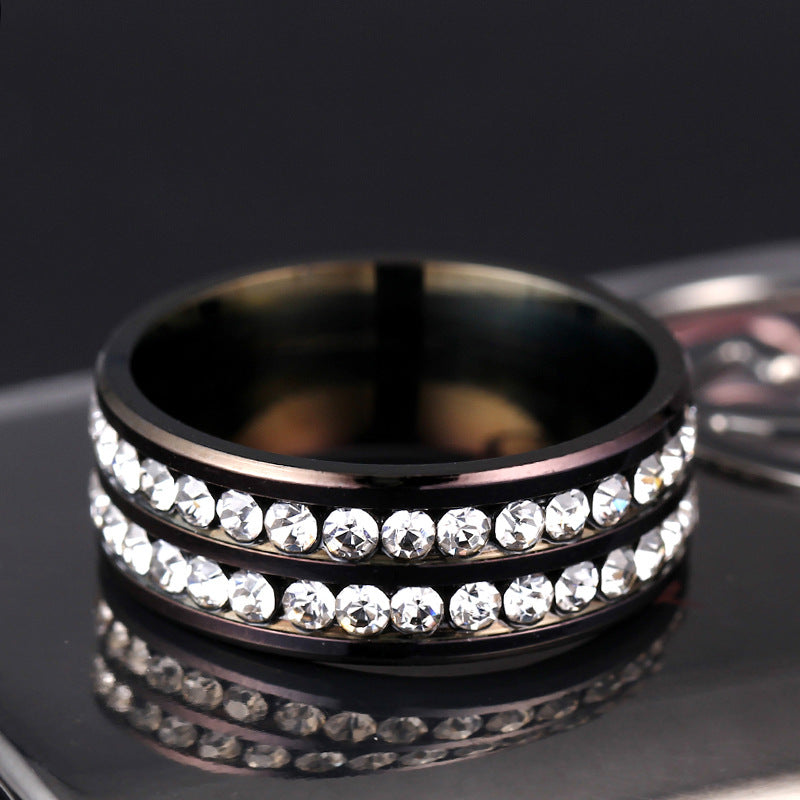 Dazzling Duo: Water Resistant Double-Row Diamond Ring