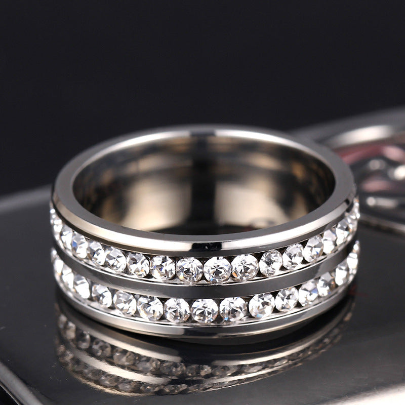 Dazzling Duo: Water Resistant Double-Row Diamond Ring