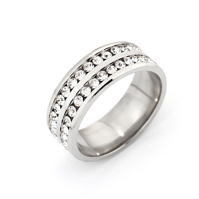 Dazzling Duo: Water Resistant Double-Row Diamond Ring