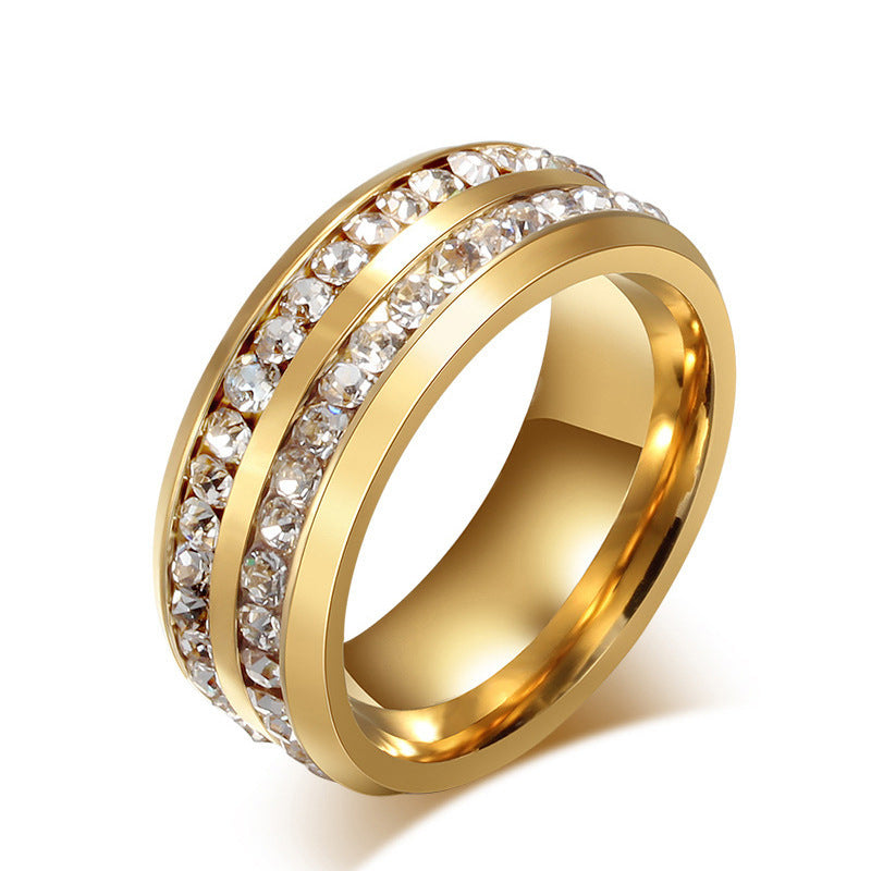 Dazzling Duo: Water Resistant Double-Row Diamond Ring