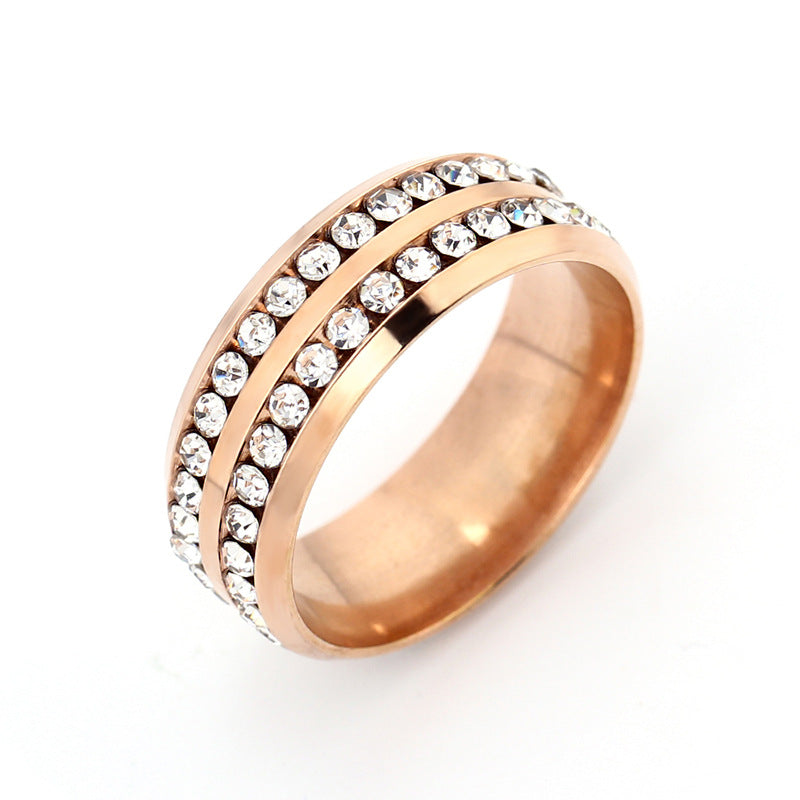 Dazzling Duo: Water Resistant Double-Row Diamond Ring