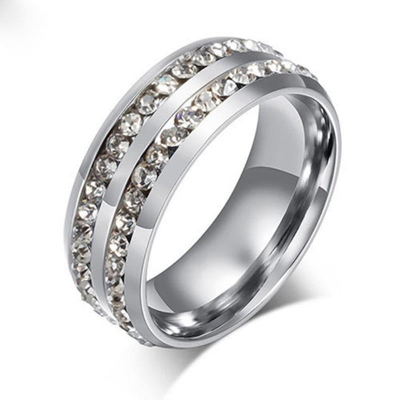 Dazzling Duo: Water Resistant Double-Row Diamond Ring