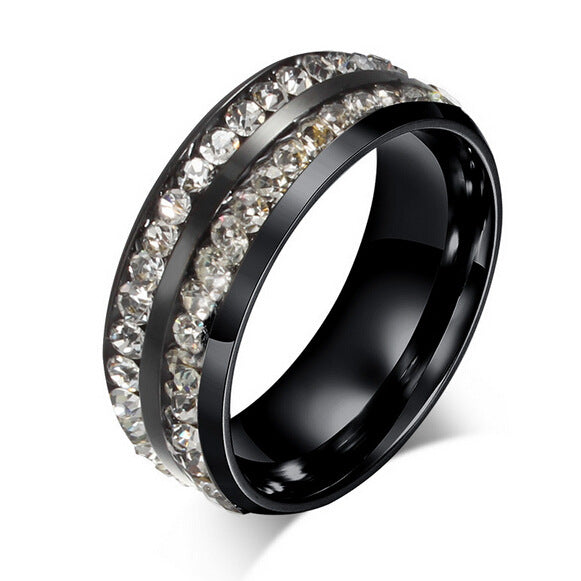 Dazzling Duo: Water Resistant Double-Row Diamond Ring