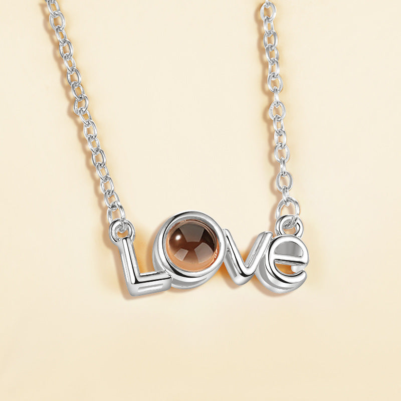 Whispered Desires: Elegant Projection Necklace with 100 Sensual Love Declarations