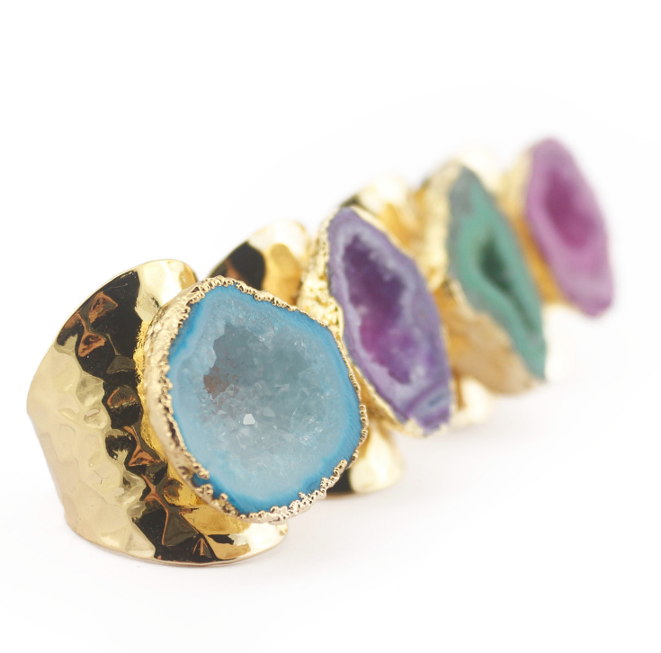 Yauvana Elegance: Adjustable Druzy Stone Ring for Timeless Charm