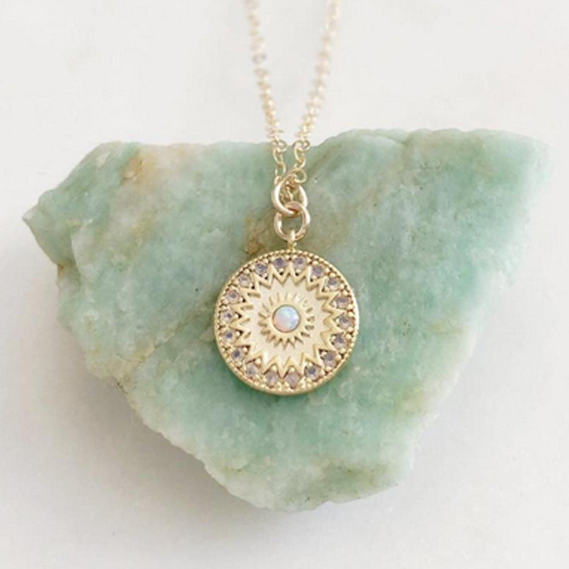 Lunar Radiance: Opal Star and Moon Necklace