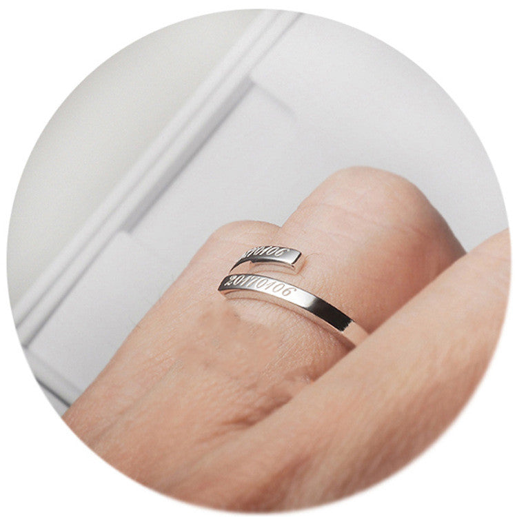 Dual Harmony: Minimalist Engraved Double Name Ring, S925 Sterling Silver