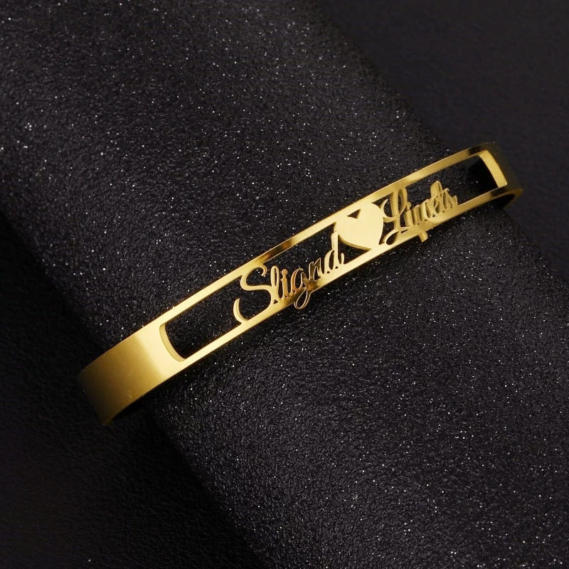 Timeless Touch: Personalized Stainless Steel Letter Bracelet