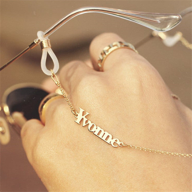 Chic Vision: Personalized Name Glasses Chain in Durable Stainless Steel