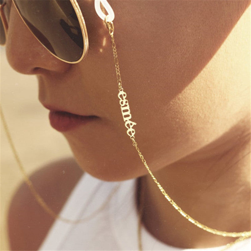 Chic Vision: Personalized Name Glasses Chain in Durable Stainless Steel