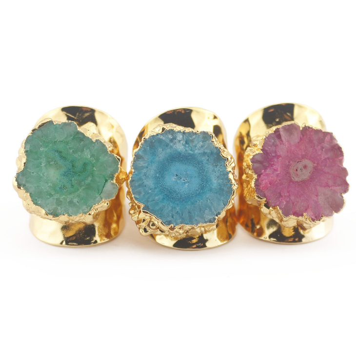 Yauvana Elegance: Adjustable Druzy Stone Ring for Timeless Charm