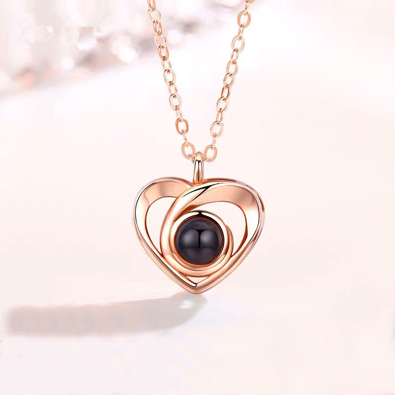 S925 Sterling Silver Heart Pendant: Sensual Photo Projection Elegance