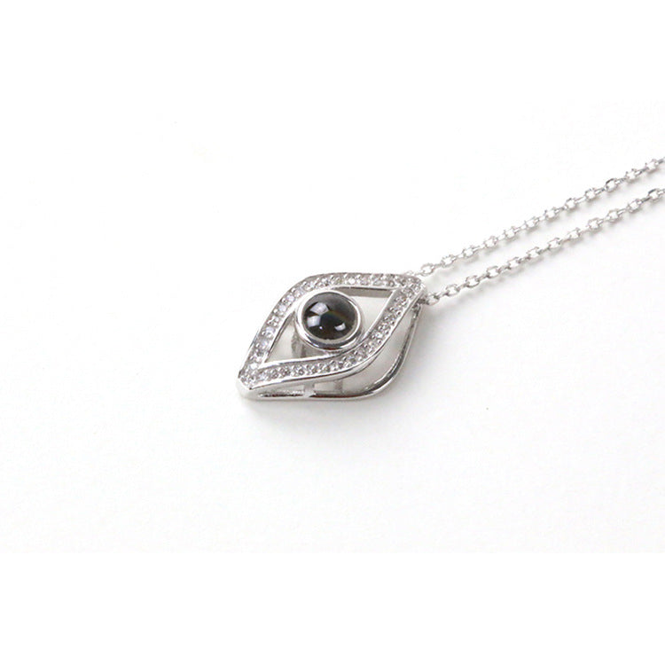 Lustrous Gaze: S925 Sterling Silver Diamond Eye Pendant with Bespoke Image Projection