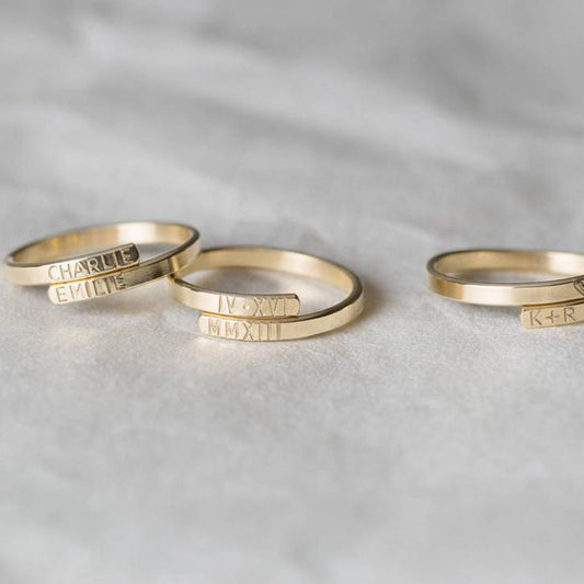 Elegant duo: minimalistische 18k vergulde dubbele naamring