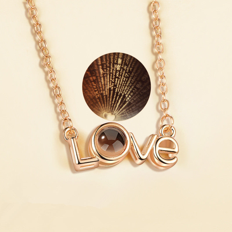 Whispered Desires: Elegant Projection Necklace with 100 Sensual Love Declarations