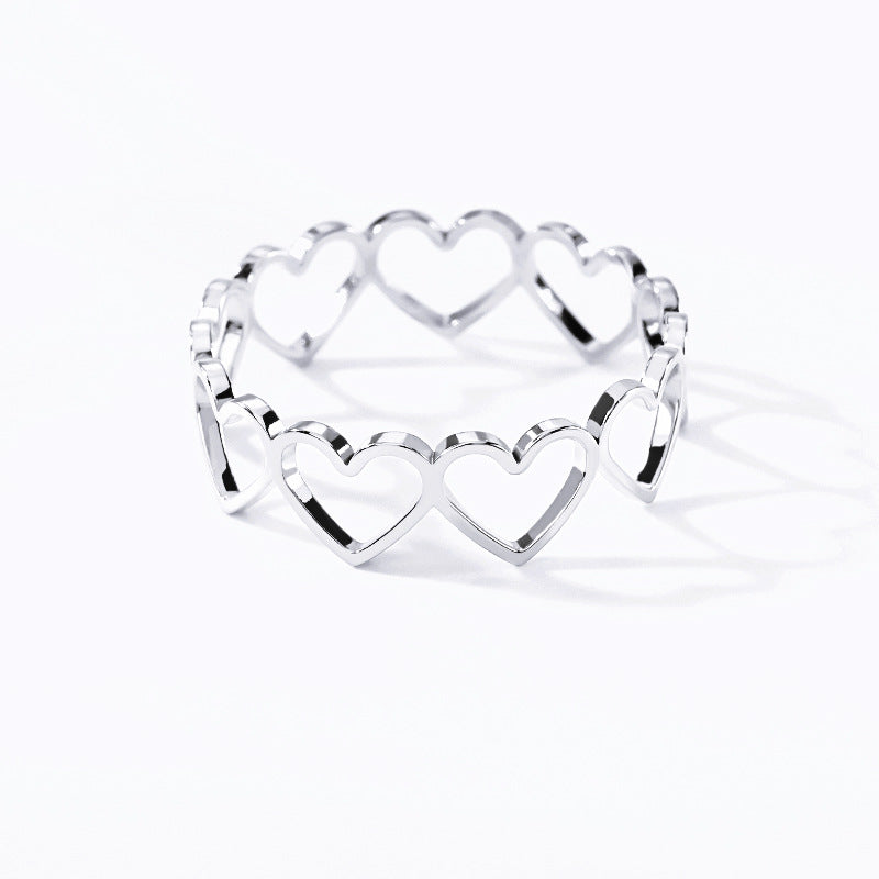 Sleek Silhouette: Stainless Steel Hollowed-Out Ring | Heart Shaped Ring