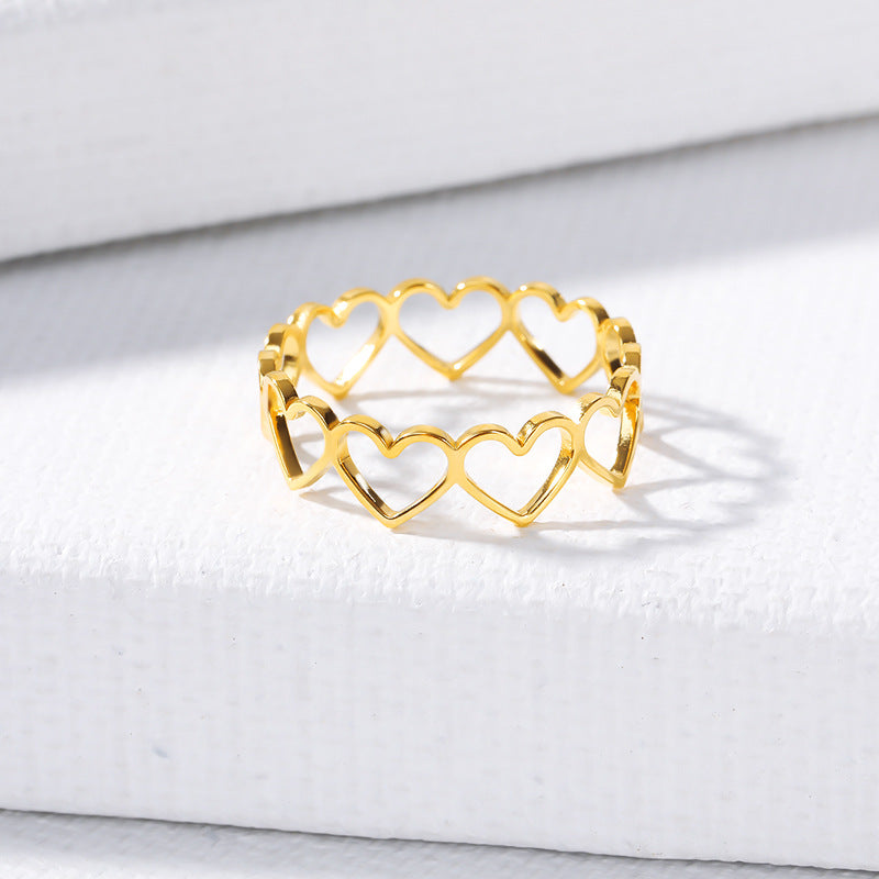 Sleek Silhouette: Stainless Steel Hollowed-Out Ring | Heart Shaped Ring