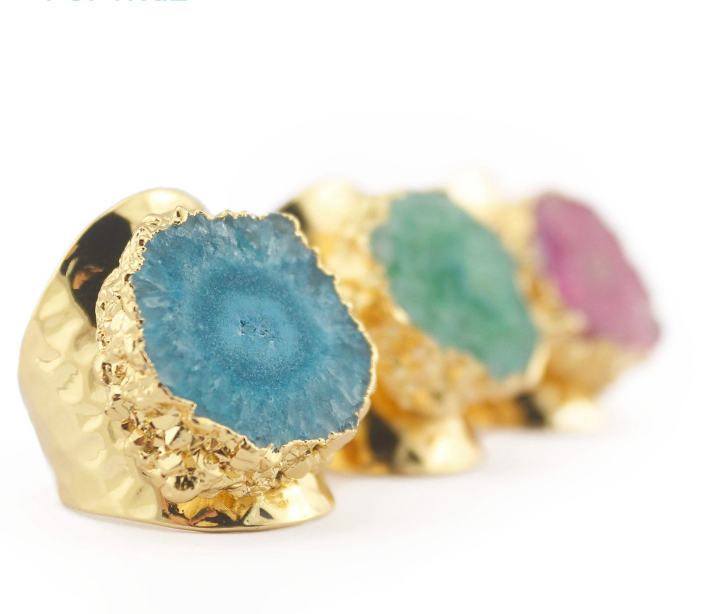 Yauvana Elegance: Adjustable Druzy Stone Ring for Timeless Charm