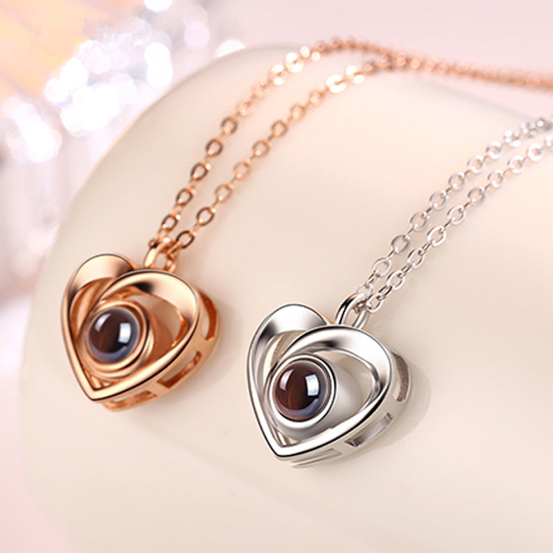 S925 Sterling Silver Heart Pendant: Sensual Photo Projection Elegance