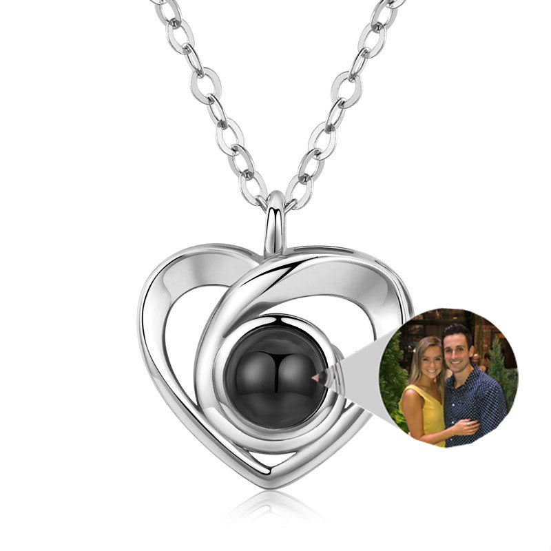 S925 Sterling Silver Heart Pendant: Sensual Photo Projection Elegance