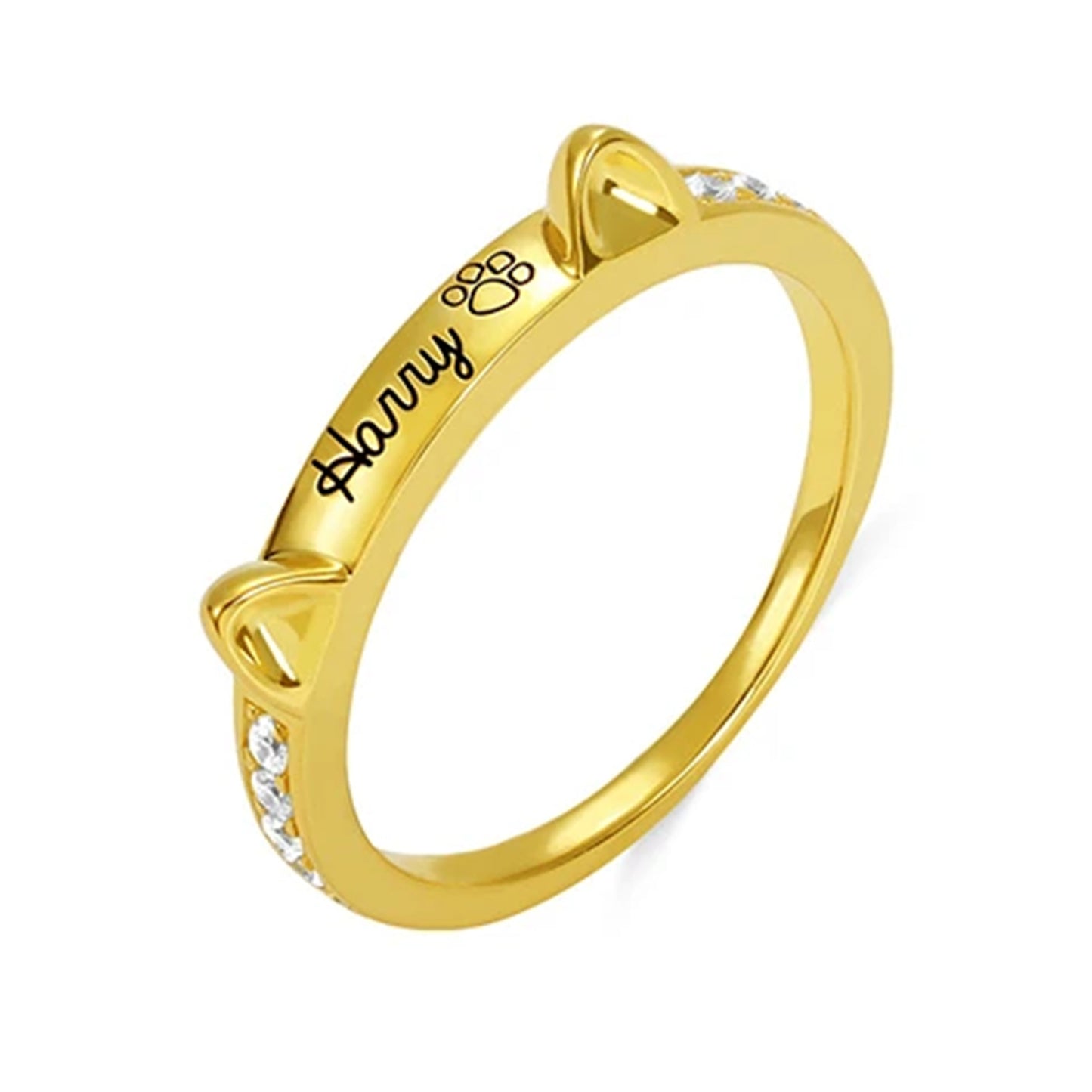 Feline Grace: Custom Cat Ears or Dog bone Name Ring