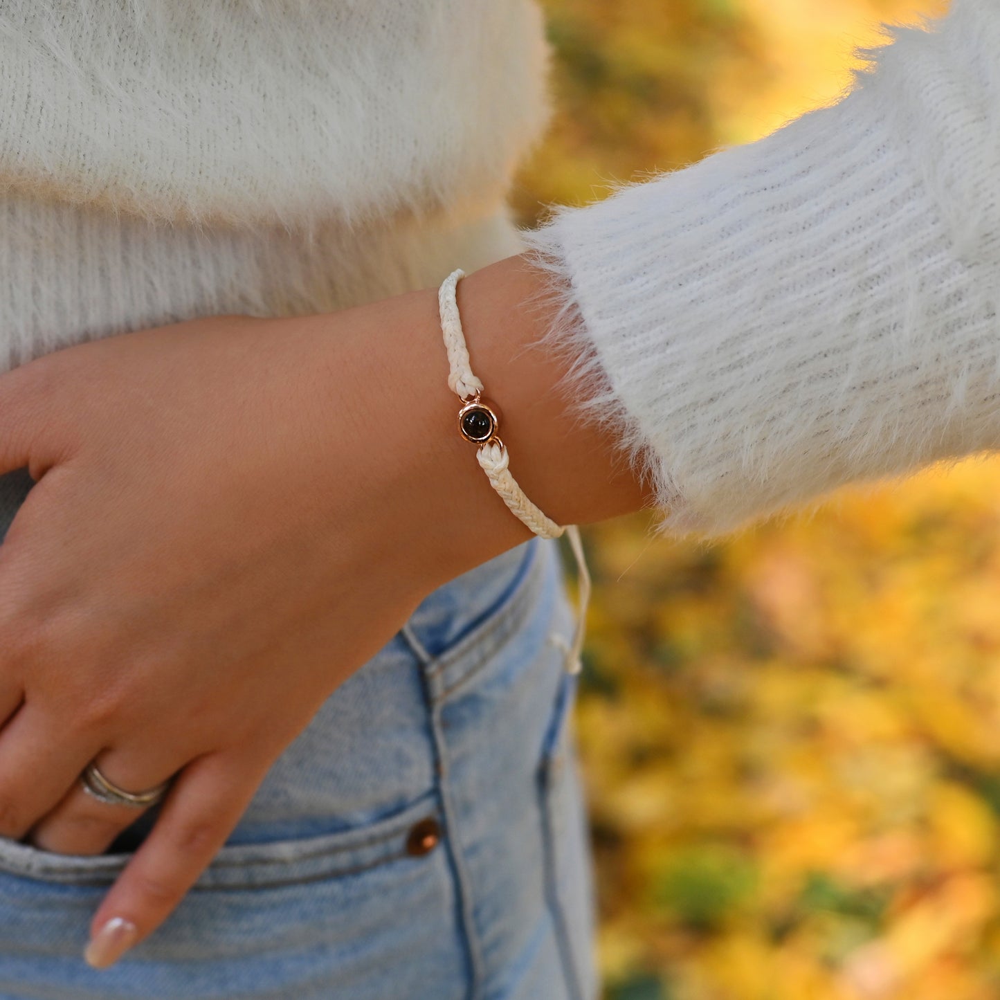 Elegant Personalized Photo Projection Bracelet: Handcrafted Artistry for Him & Her