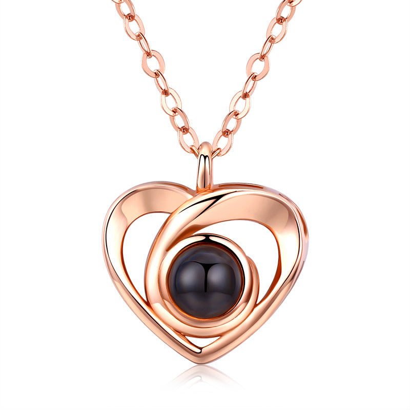 S925 Sterling Silver Heart Pendant: Sensual Photo Projection Elegance