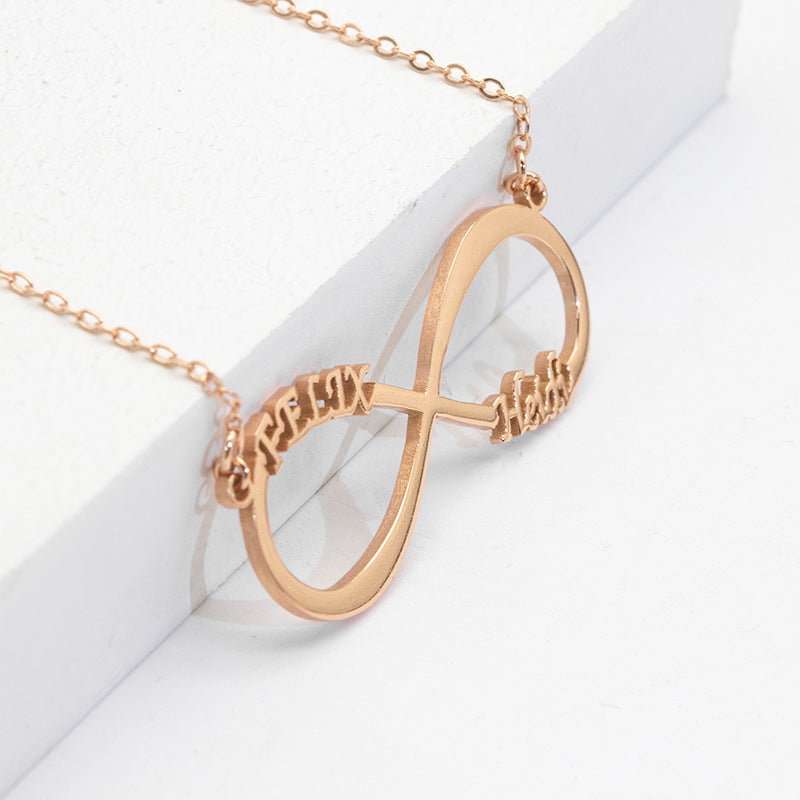 Everlasting Bond: Infinity-ketting met dubbele naam in sterling zilver