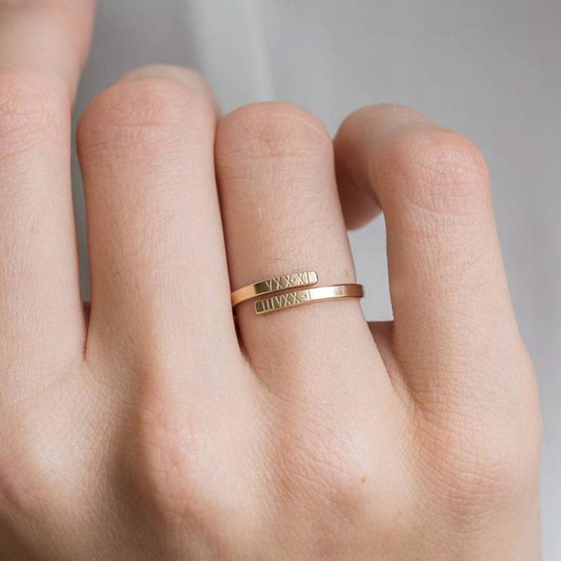 Elegant Duo: Minimalist 18k Gold-Plated Double Name Ring