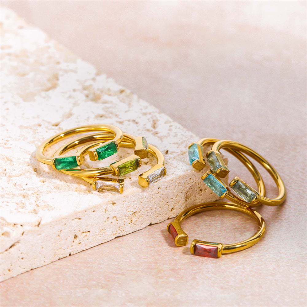 Refined Radiance: Birthstone Ring – Waterproof Elegance