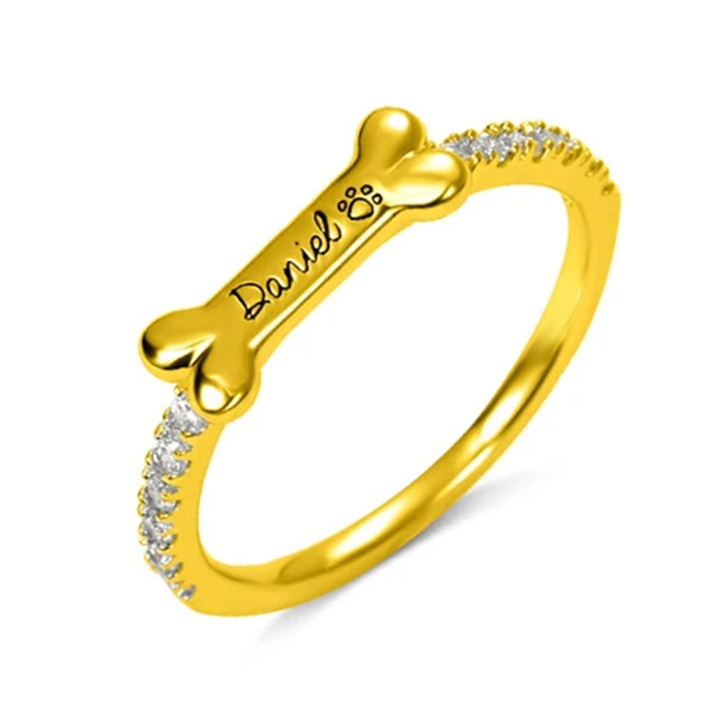 Feline Grace: Custom Cat Ears or Dog bone Name Ring