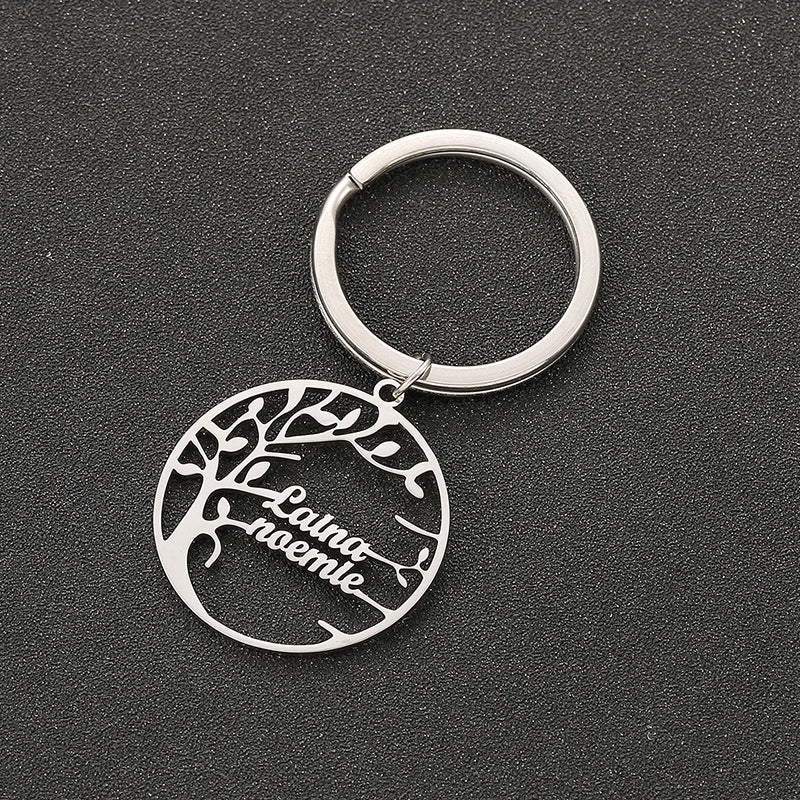 Eternal Roots: Personalized Tree of Life Stainless Steel Keychain