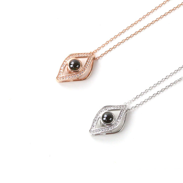 Lustrous Gaze: S925 Sterling Silver Diamond Eye Pendant with Bespoke Image Projection