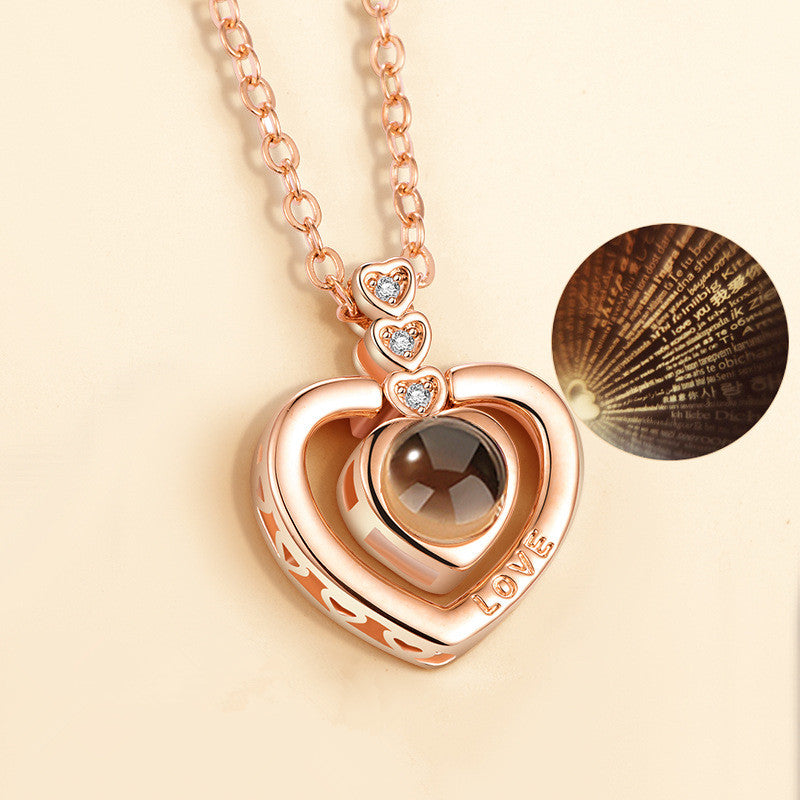 Whispered Desires: Elegant Projection Necklace with 100 Sensual Love Declarations